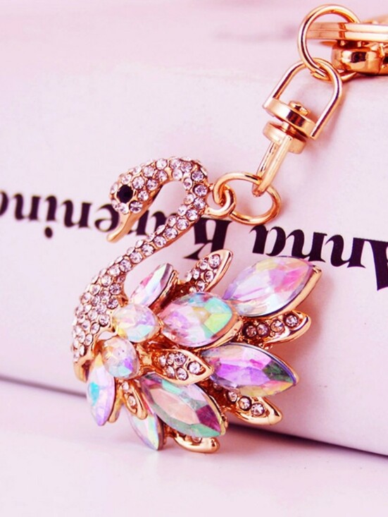 Accessories - Rhinestone & Crystal Swan Bag Charm